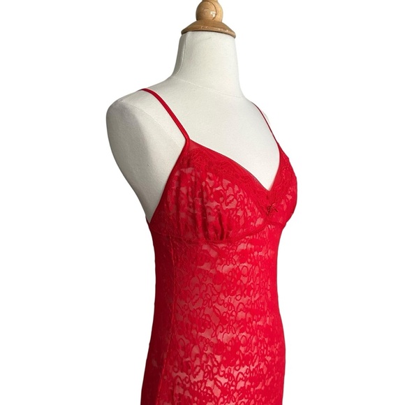 VICTORIA’S SECRET Red Lace Slip Dress Chemise Lingerie Festival Romantic Size XL - Picture 4 of 15